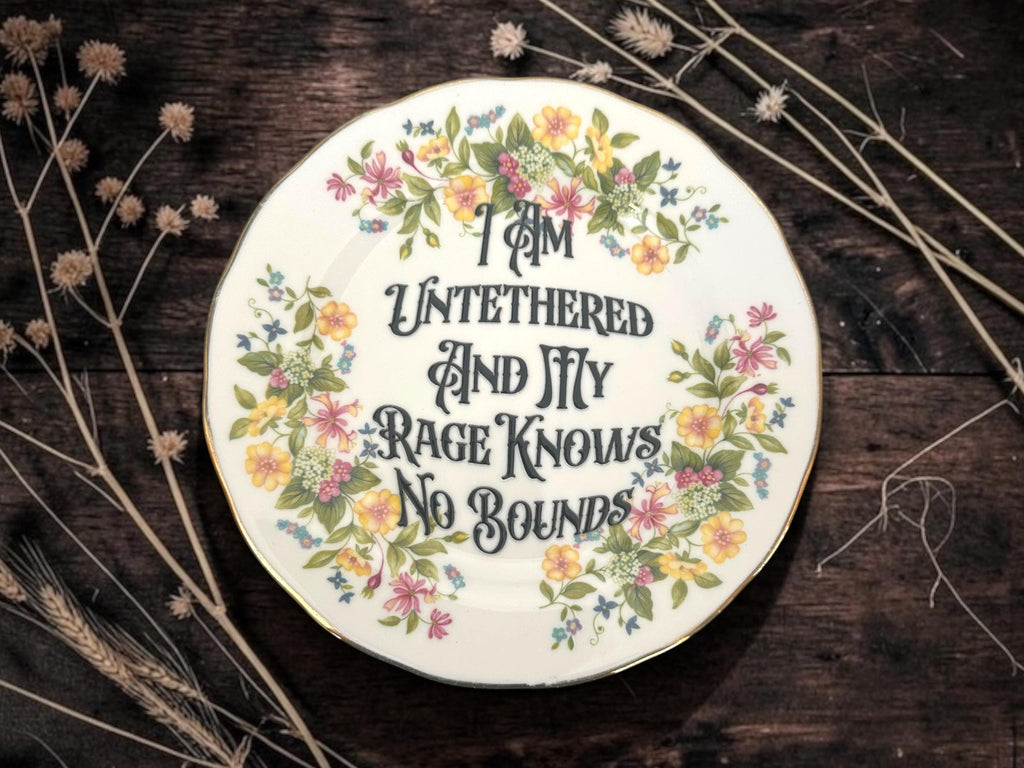 I Am Untethered , vintage plate with stand