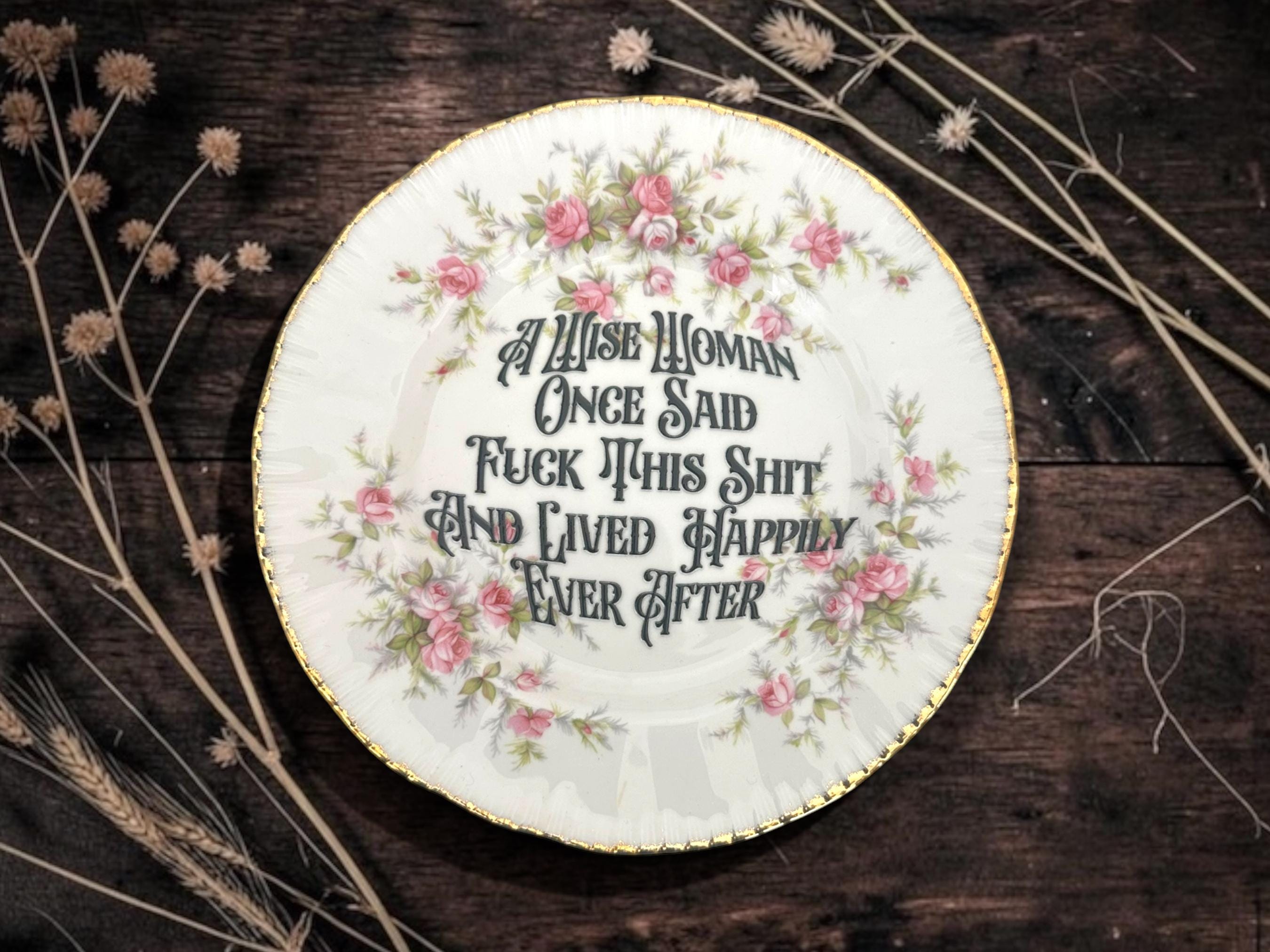Vintage Decorative Plate: Wise Woman Quote with Stand
