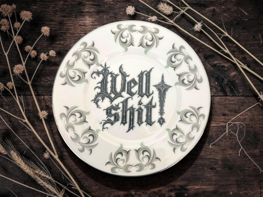 Well Shit! vintage plate with stand