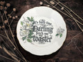 Its Bathtime Darling, Fetch Me My Toaster Plate  Vintage Crackpottery with stand