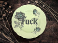 Fuck Plate  Vintage Crackpottery with stand