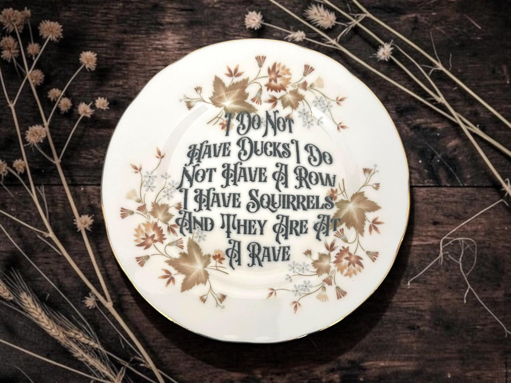 I Do Not Have Ducks, vintage plate with stand
